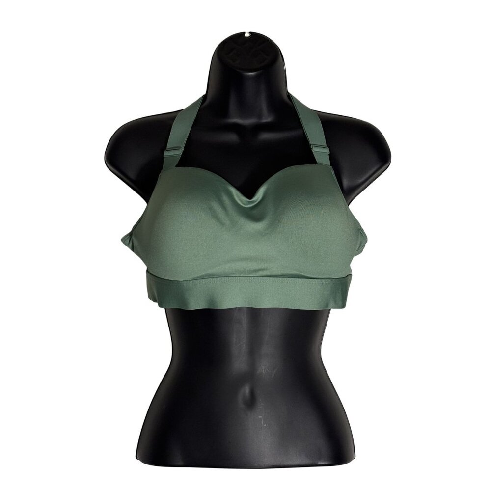 Victorias Secret Pink Light Green Sports Bra Halter Style With Pink Lining Size